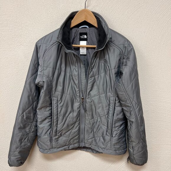 The North Face Women Quilted Puffer Jacket Goose Down Full-Zip Nylon Grey Sz S - Picture 2 of 6